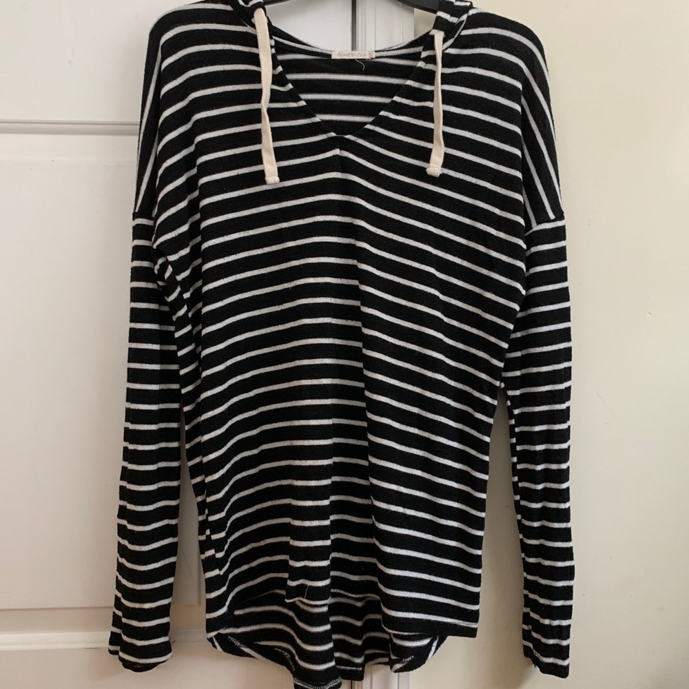 Hoodie With Black and White Stripes